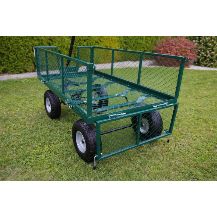 WÓZEK OGRODOWY TRANSPORTOWY ROZKŁADANY 100L 200KG TACZKA POMPOWANE KOŁA