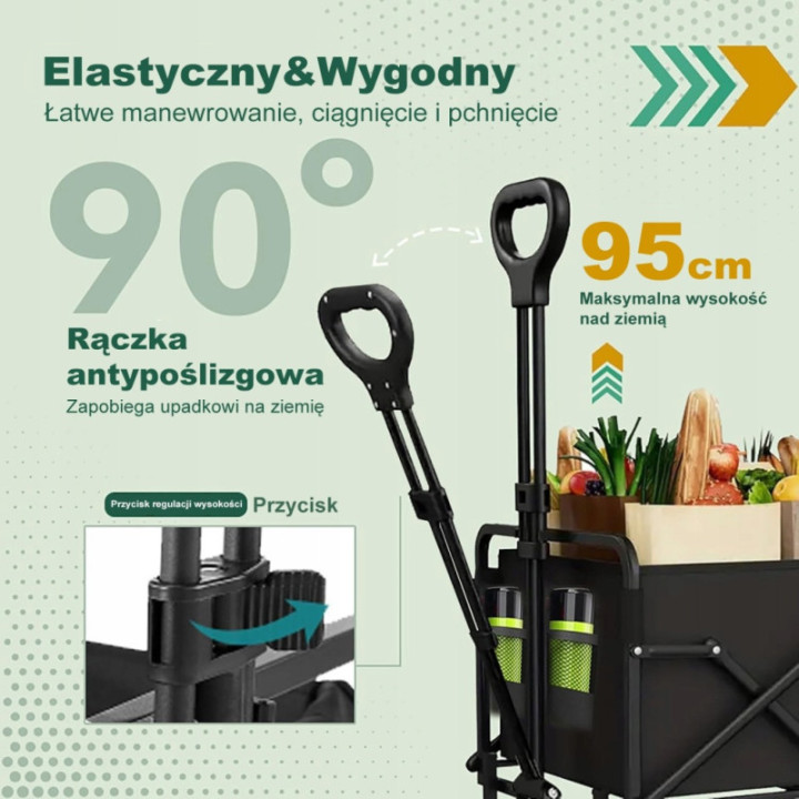 Wózek Turystyczny Plażowy 120L SZEROKIE KOŁA TERENOWE wydłużany MOCNY HIT