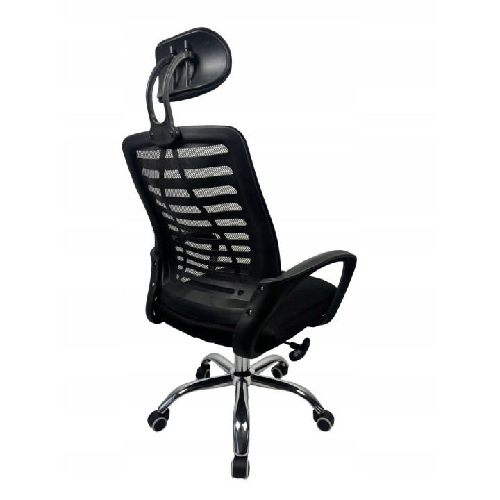 KRZESŁO BIUROWE fotel obrotowy KRIS czarny SIATKA ERGONOMICZNY zagłówek
