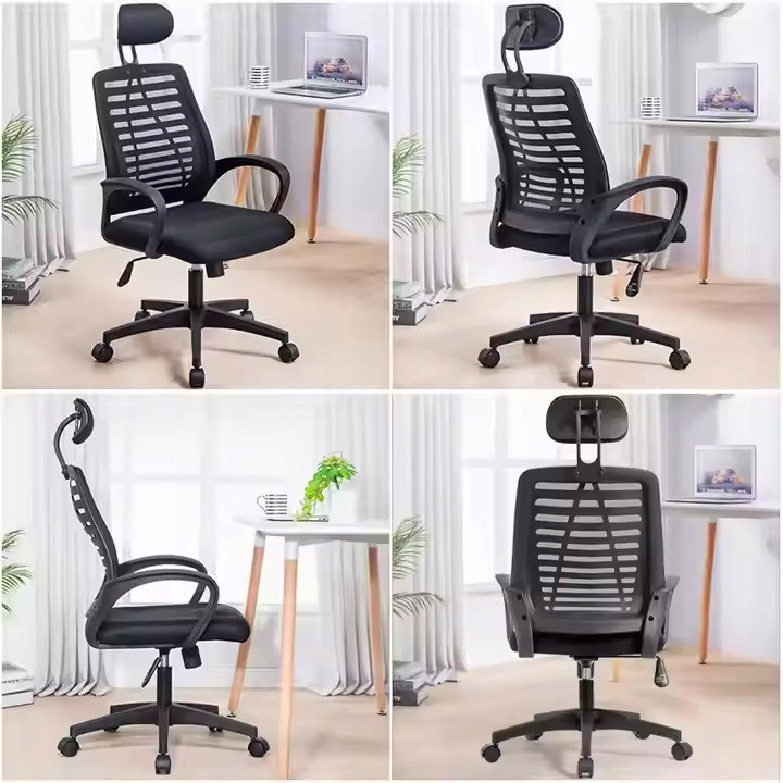 KRZESŁO BIUROWE fotel obrotowy KRIS czarny SIATKA ERGONOMICZNY zagłówek