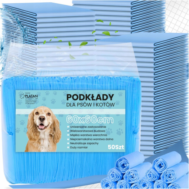 Podkłady jednorazowe chłonne maty 60x60 dla psów kotów 50 szt. higieniczne