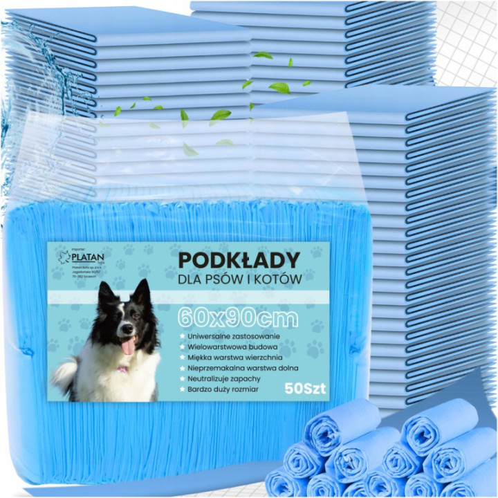 Podkłady jednorazowe chłonne maty 60x60 dla psów kotów 50 szt. higieniczne