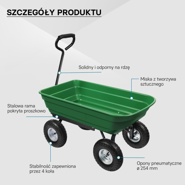 Wózek ogrodowy 90 l, 4 koła i wywrotka | Rabano.eu