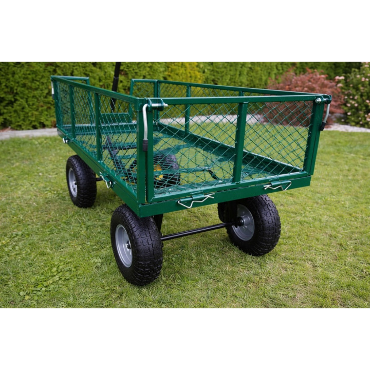 WÓZEK OGRODOWY TRANSPORTOWY ROZKŁADANY 100L 200KG TACZKA POMPOWANE KOŁA